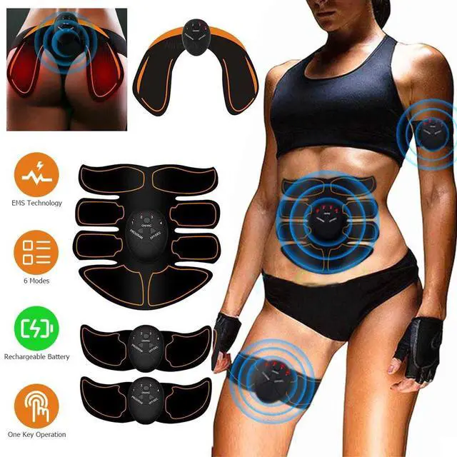 Alt view image 2 of 7 - Rechargeable EMS Abs Trainer Arms Hips Muscle Stimulator Abdominal Training