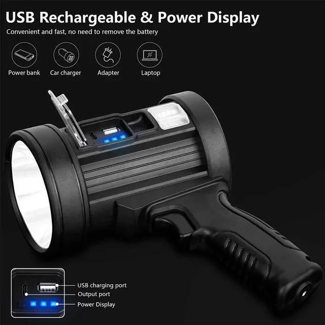 Alt view image 5 of 7 - 200000lumens Super Bright USB Solar LED Searchlight Spotlight Torch Flashlight
