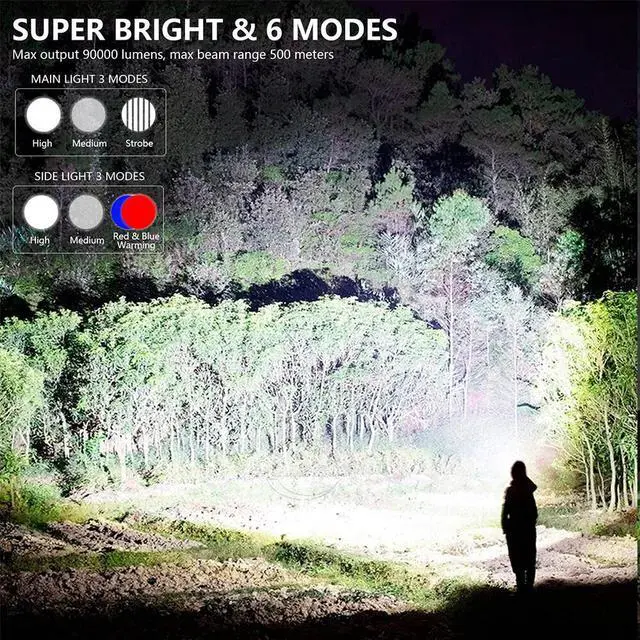 Alt view image 4 of 7 - 200000lumens Super Bright USB Solar LED Searchlight Spotlight Torch Flashlight