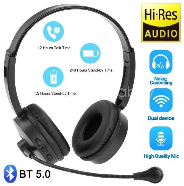 Main image of Wireless Bluetooth Headset Noise Cancelling Over Head with Mic For Trucker PC