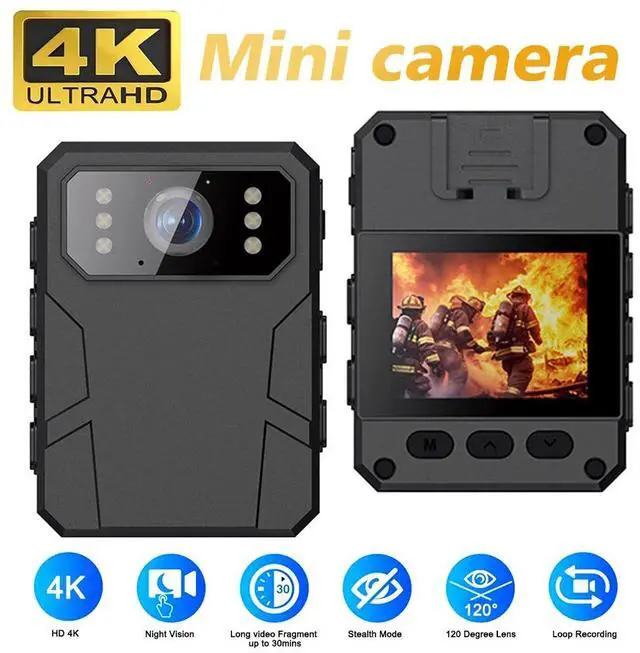 Alt view image 2 of 7 - Body Worn Camera Support 128GB Personal Security 4K 2K Recording IR Night Cam