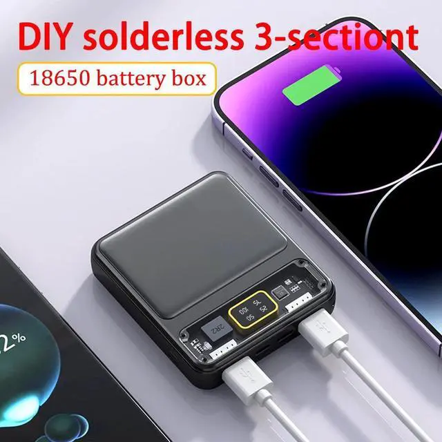 Alt view image 3 of 7 - Portable 3 Slot 18650 Battery Case Power Bank DIY Tool 2 USB Port Charger Box