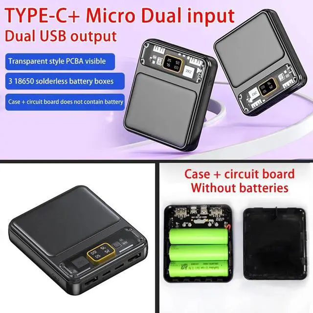 Alt view image 4 of 7 - Portable 3 Slot 18650 Battery Case Power Bank DIY Tool 2 USB Port Charger Box