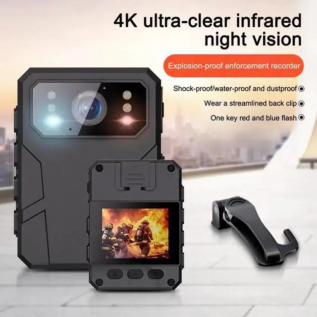 Alt view image 3 of 7 - Support 128GB Police Body Worn Camera Security 4K 2K Night Vision Audio Recorder