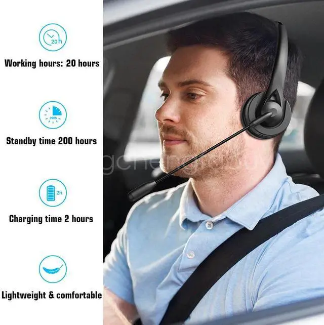 Alt view image 5 of 7 - Call Center Headset with Microphone Wireless Headphone for PC Computer Office US