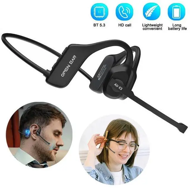 Main image of Trucker Wireless Headset Bluetooth 5.3 Earpiece Noise Cancelling Mic Phone PC US