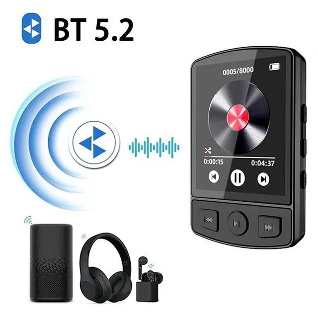 Alt view image 6 of 7 - MP3 Player Support 128GB Lossless Music Bluetooth Clip Voice Recorder FM Radio A