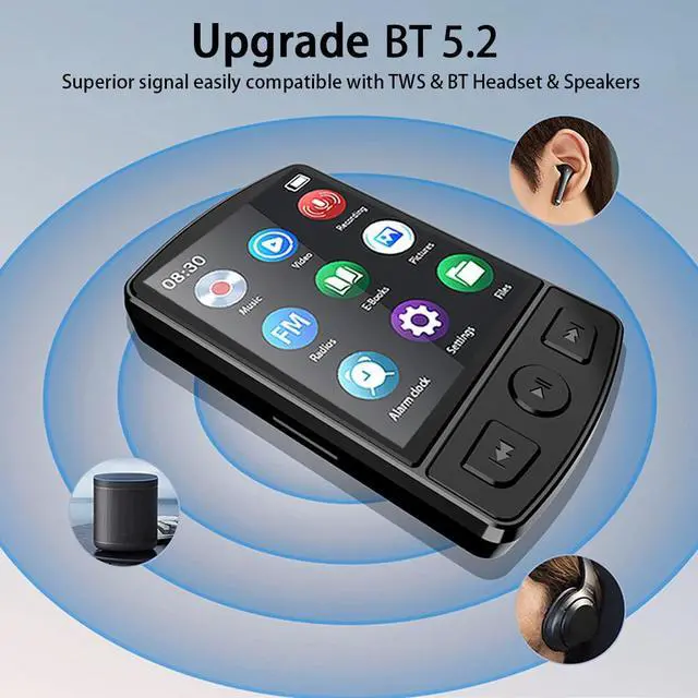 Alt view image 4 of 7 - MP3 Player Support 128GB Lossless Music Bluetooth Clip Voice Recorder FM Radio A