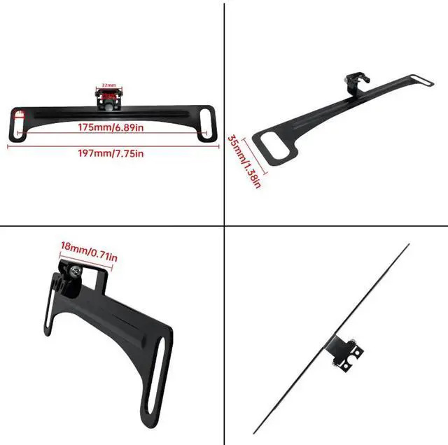 Alt view image 3 of 7 - Reverse Rear Camera License Plate Bracket for Backup View Camera Installation US