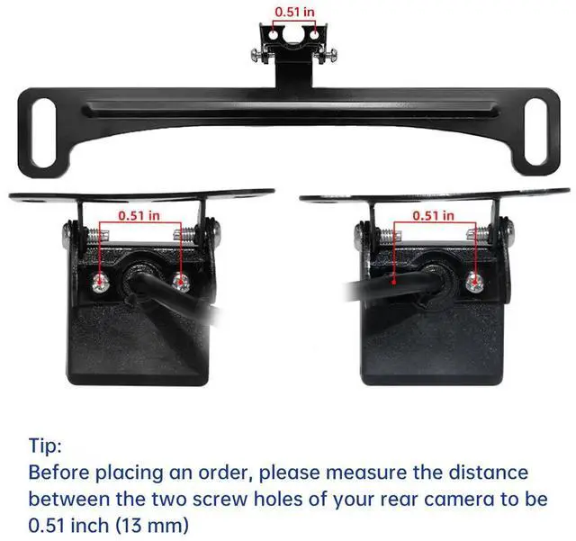 Alt view image 4 of 7 - Reverse Rear Camera License Plate Bracket for Backup View Camera Installation US