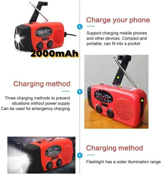 Alt view image 2 of 7 - Solar Radio Hand Crank With Emergency LED Flashlight Camping Travel AM FM Radio