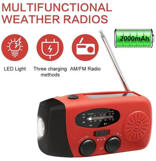 Main image of Solar Radio Hand Crank With Emergency LED Flashlight Camping Travel AM FM Radio