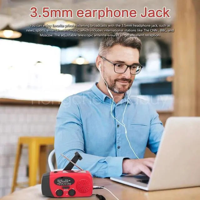 Alt view image 5 of 7 - Solar Radio Hand Crank With Emergency LED Flashlight Camping Travel AM FM Radio