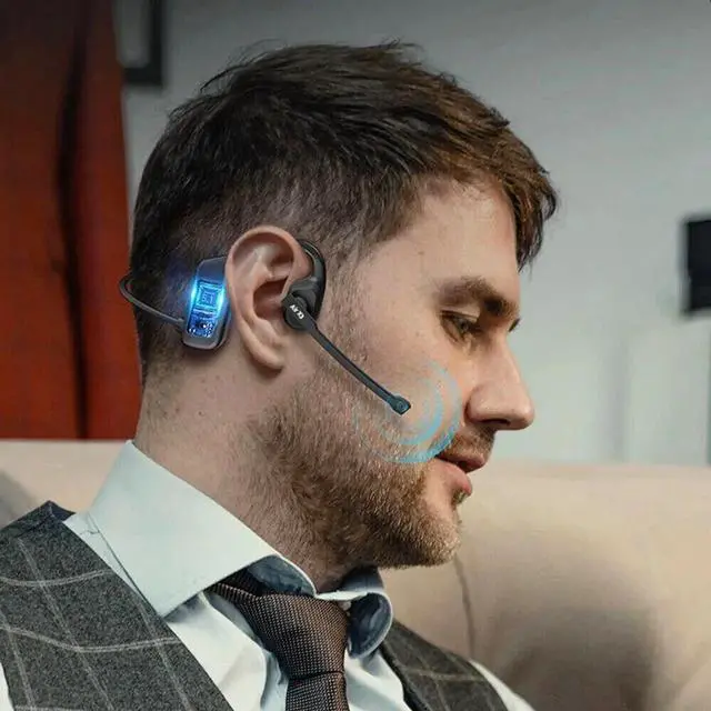 Alt view image 6 of 7 - Bluetooth 5.3 Open Ear Headphones with Noise Cancelling Mic Trucker Headset US