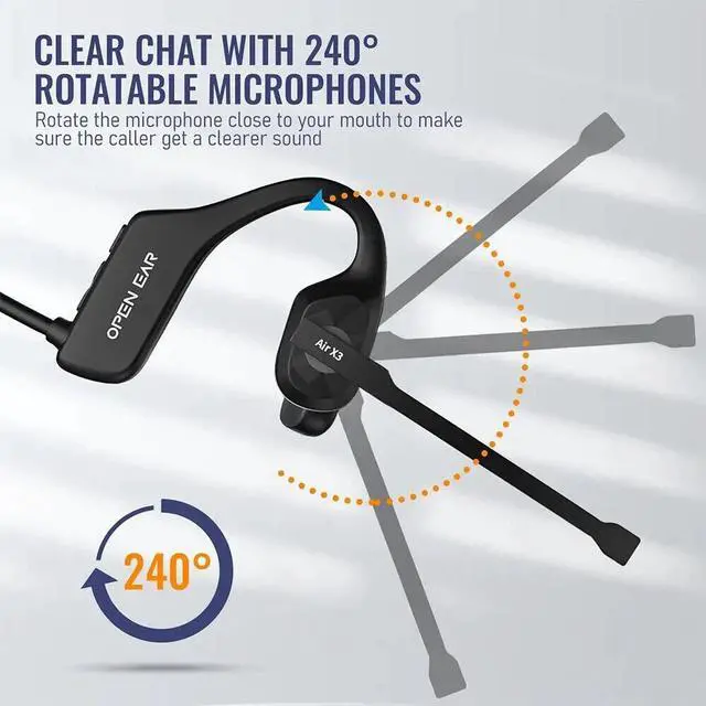 Alt view image 4 of 7 - Bluetooth 5.3 Open Ear Headphones with Noise Cancelling Mic Trucker Headset US
