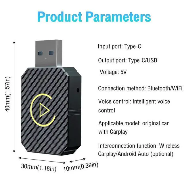 Alt view image 6 of 7 - Wired to Wireless Carplay Android Auto Adapter WiFi BT Connect Mini USB Dongle