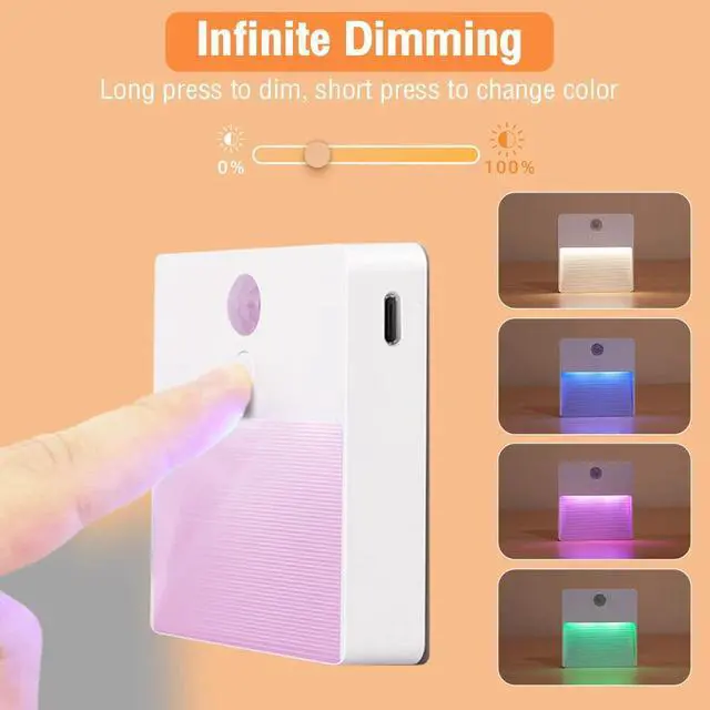 Alt view image 4 of 7 - LED Motion Sensor Light USB Wireless Wall Stair Night Lamp with 4 Light Colors