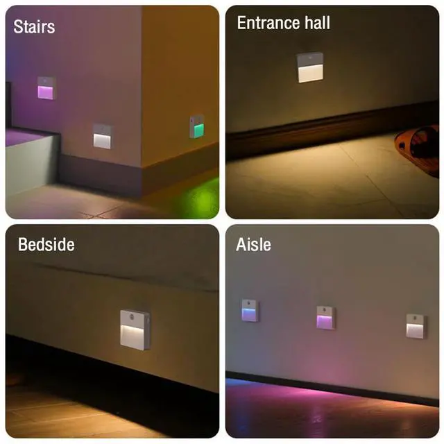 Alt view image 6 of 7 - LED Motion Sensor Light USB Wireless Wall Stair Night Lamp with 4 Light Colors