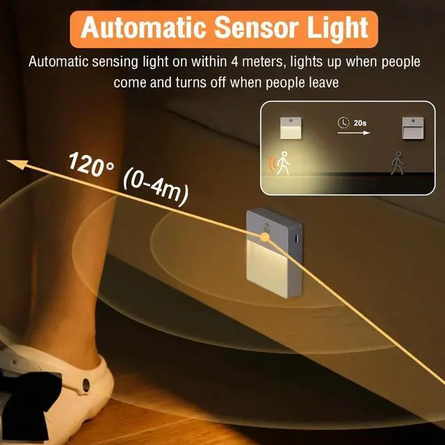 Alt view image 3 of 7 - LED Motion Sensor Light USB Wireless Wall Stair Night Lamp with 4 Light Colors