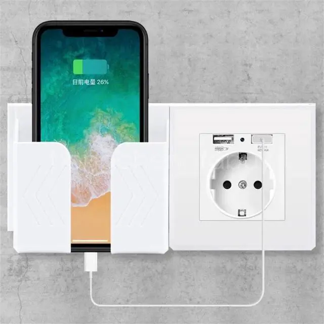 Main image of 1080p Wall Plug Socket with 2 USB Charger Port Outlets White Plate EU