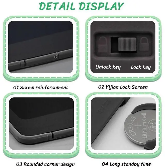 Alt view image 6 of 6 - 12" Digital LCD Writing Tablet Drawing Board Colorful Handwriting Pad for Kids