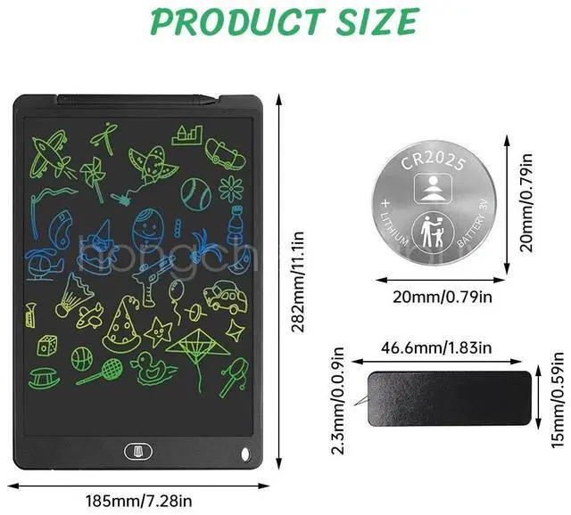 Alt view image 4 of 6 - 12" Digital LCD Writing Tablet Drawing Board Colorful Handwriting Pad for Kids