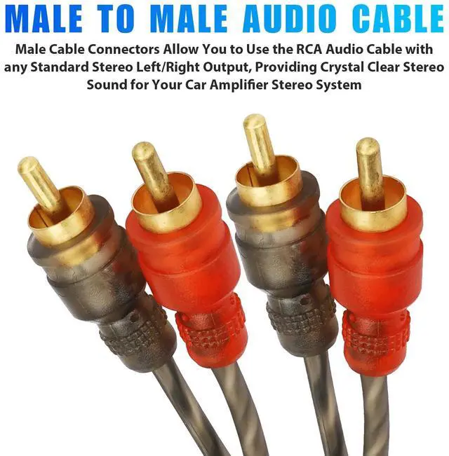 Alt view image 4 of 7 - 2PCS RCA Cables 2 Channel Twisted 4Ft Car Audio Shielded Interconnect Amp Wire