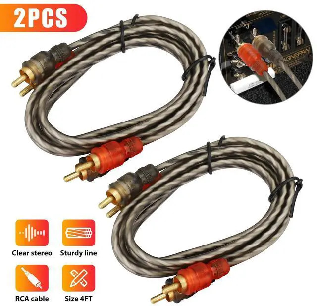 Main image of 2PCS RCA Cables 2 Channel Twisted 4Ft Car Audio Shielded Interconnect Amp Wire