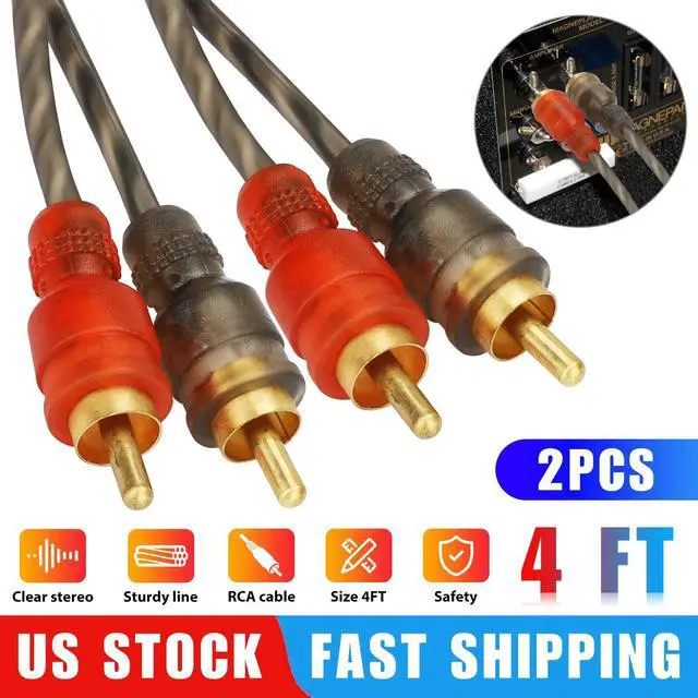 Alt view image 2 of 7 - 2PCS RCA Cables 2 Channel Twisted 4Ft Car Audio Shielded Interconnect Amp Wire