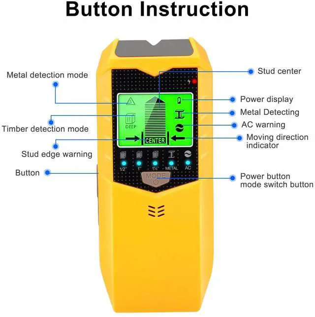 Alt view image 6 of 7 - 5 in 1 Digital Stud Finder Wood Metal Pipe Wire Wall Scanner Sensor LCD Detector