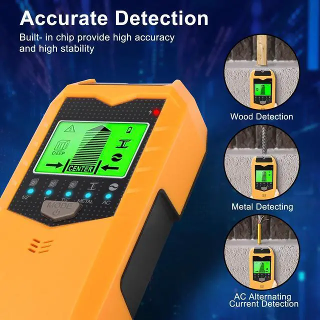 Alt view image 4 of 7 - 5 in 1 Digital Stud Finder Wood Metal Pipe Wire Wall Scanner Sensor LCD Detector