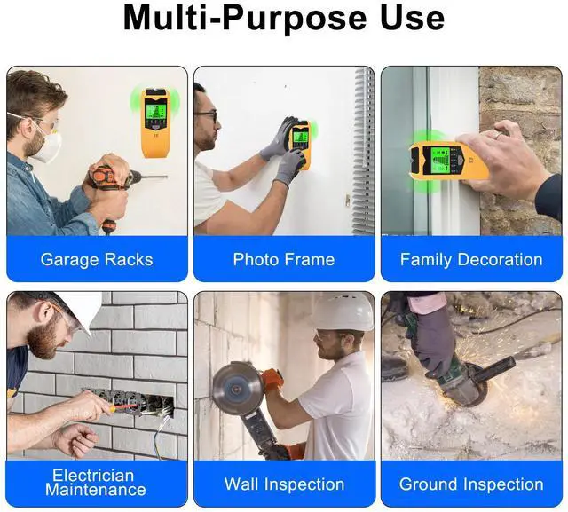 Alt view image 7 of 7 - 5 in 1 Digital Stud Finder Wood Metal Pipe Wire Wall Scanner Sensor LCD Detector