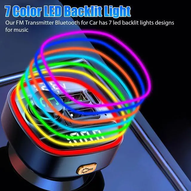 Alt view image 3 of 7 - Bluetooth5.0 Car Wireless FM Transmitter Adapter USB PD Charger AUX Hand-Free US