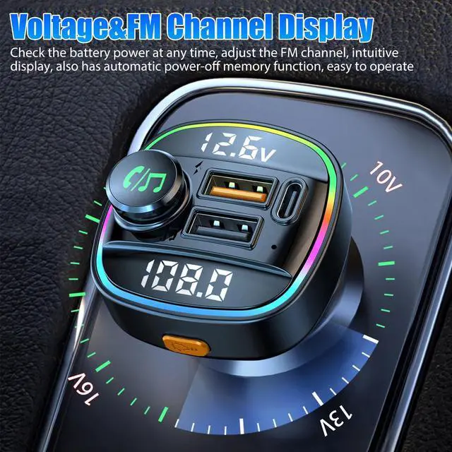 Alt view image 2 of 7 - Bluetooth5.0 Car Wireless FM Transmitter Adapter USB PD Charger AUX Hand-Free US