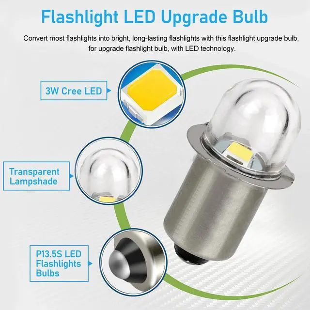 Alt view image 2 of 7 - 6Pcs P13.5S LED Flashlight Torch Lamp Upgrade Light Bulbs 3V White Super Bright