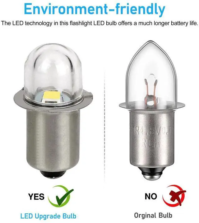 Alt view image 4 of 7 - 6Pcs P13.5S LED Flashlight Torch Lamp Upgrade Light Bulbs 3V White Super Bright