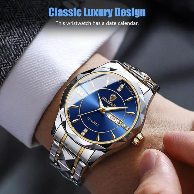 Alt view image 2 of 7 - Waterproof Men Watch Stainless Steel Quartz Luminous Classic Business Wristwatch