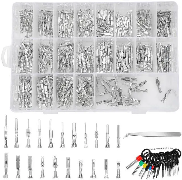 Main image of 420PCS Connector Pins 21 Types Electrical Wire Terminal Kit,18PCS Extractor Tool