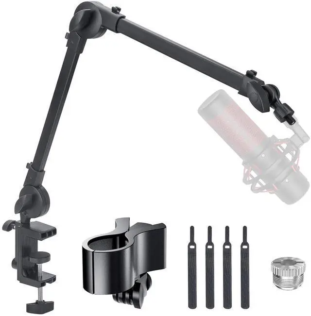 Main image of Microphone Boom Arm 360° Rotatable Adjustable Mic Stand w/ 3/8''to 5/8'' Adapter