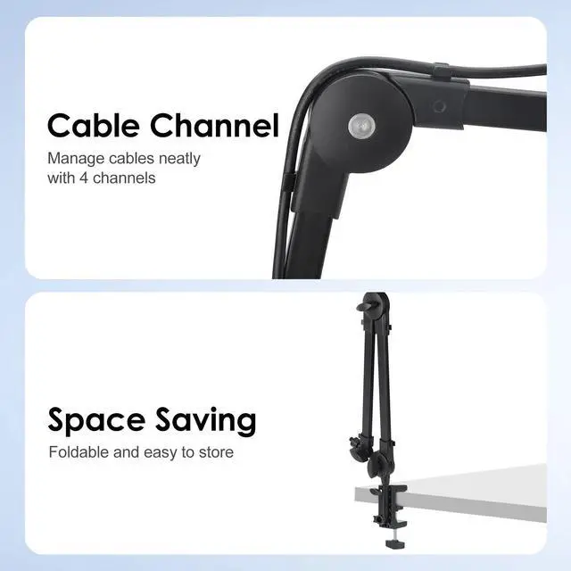 Alt view image 6 of 7 - Microphone Boom Arm 360° Rotatable Adjustable Mic Stand w/ 3/8''to 5/8'' Adapter