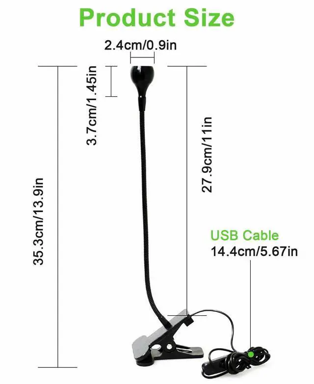 Alt view image 7 of 7 - USB Reading Night Light Flexible LED Book Lamp Laptop Computer Clip-on Bed Desk