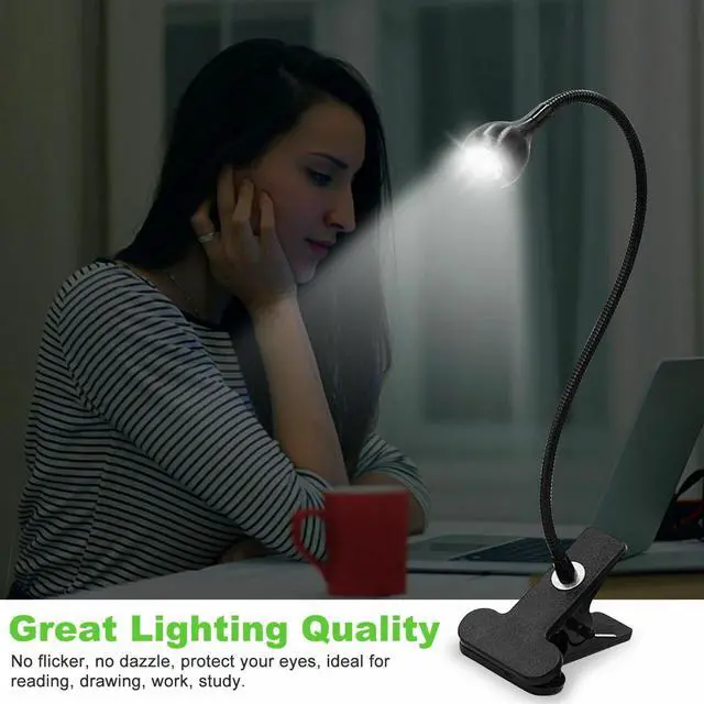 Alt view image 3 of 7 - USB Reading Night Light Flexible LED Book Lamp Laptop Computer Clip-on Bed Desk