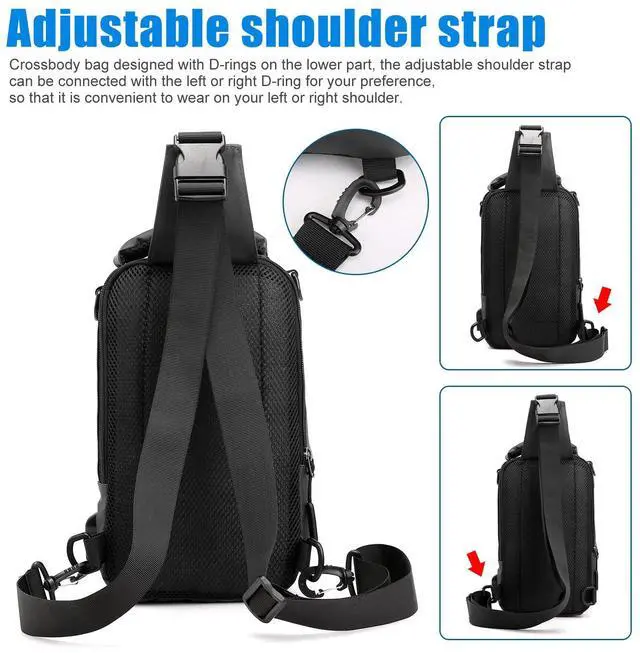 Alt view image 2 of 7 - Anti-theft Men's Sling Crossbody Bag Chest Shoulder Messenger Backpack USB Port