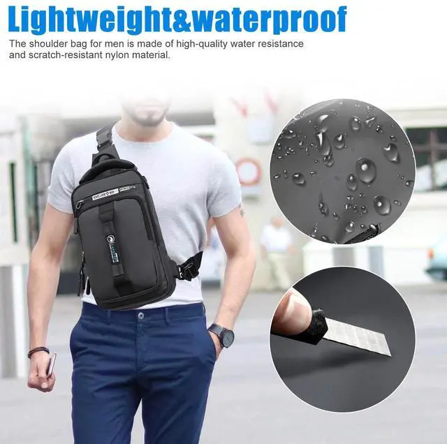 Alt view image 4 of 7 - Anti-theft Men's Sling Crossbody Bag Chest Shoulder Messenger Backpack USB Port