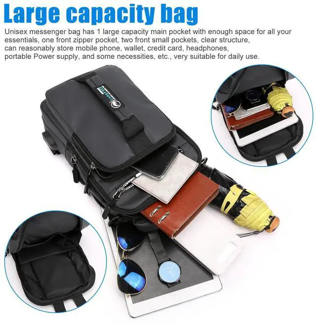 Alt view image 6 of 7 - Anti-theft Men's Sling Crossbody Bag Chest Shoulder Messenger Backpack USB Port