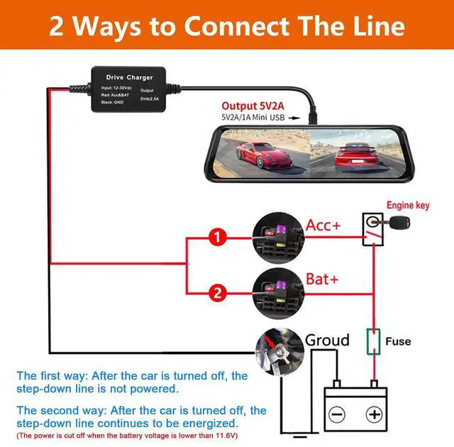 Alt view image 4 of 7 - Universal Type C Dash Cam Hardwire Kit Hard Wire Cable Fuse 12-24V to 5V Car DVR
