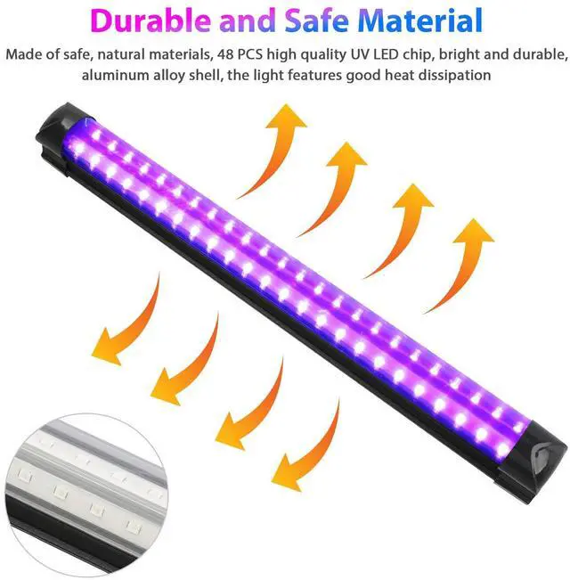 Alt view image 3 of 7 - UV Black Light Bar Fixtures Ultraviolet Lamp Strip US Plug DJ Party Club 48LED