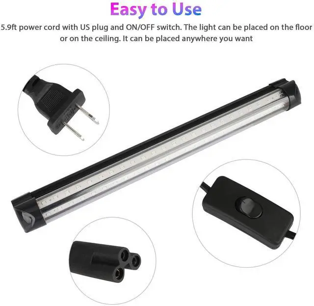 Alt view image 4 of 7 - UV Black Light Bar Fixtures Ultraviolet Lamp Strip US Plug DJ Party Club 48LED