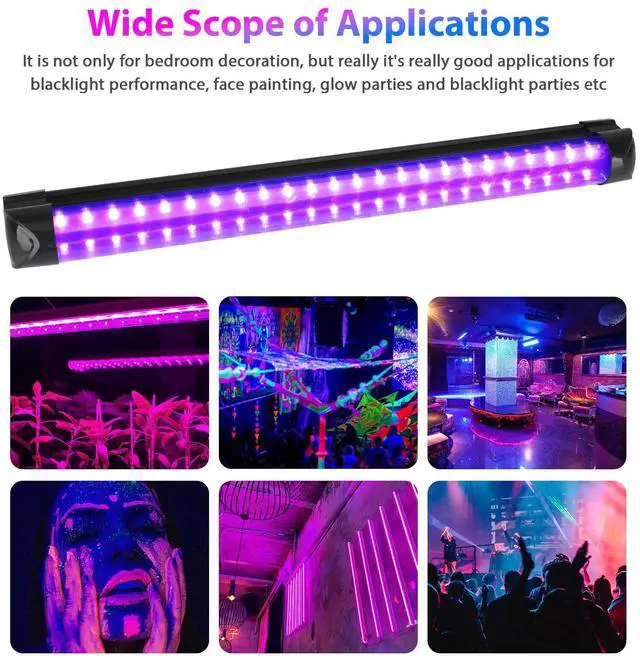 Alt view image 5 of 7 - UV Black Light Bar Fixtures Ultraviolet Lamp Strip US Plug DJ Party Club 48LED