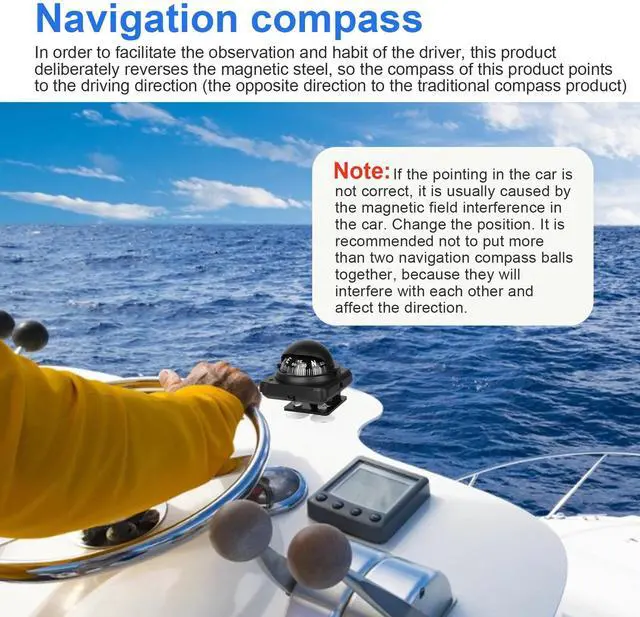 Alt view image 3 of 7 - Adjustable Car Vehicle Dashboard Navigation Compass Ball for Boat Marine Truck